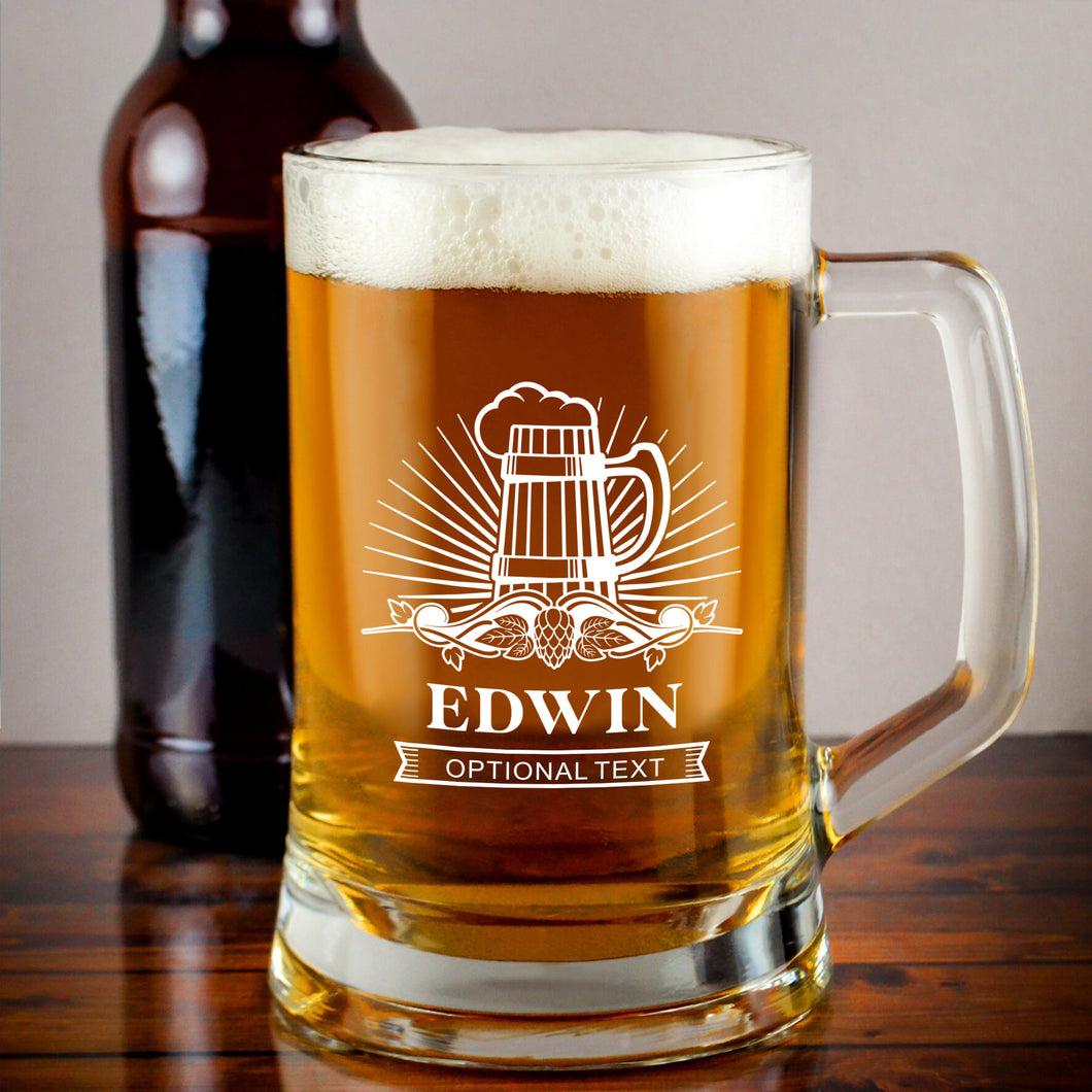 Personalised Beer Laser Engraved Pint Glass Mug