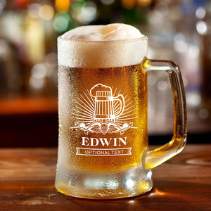 Personalised Beer Laser Engraved Pint Glass Mug