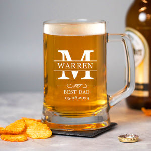 EDSG Personalised Glass Laser Engraved Beer Mug