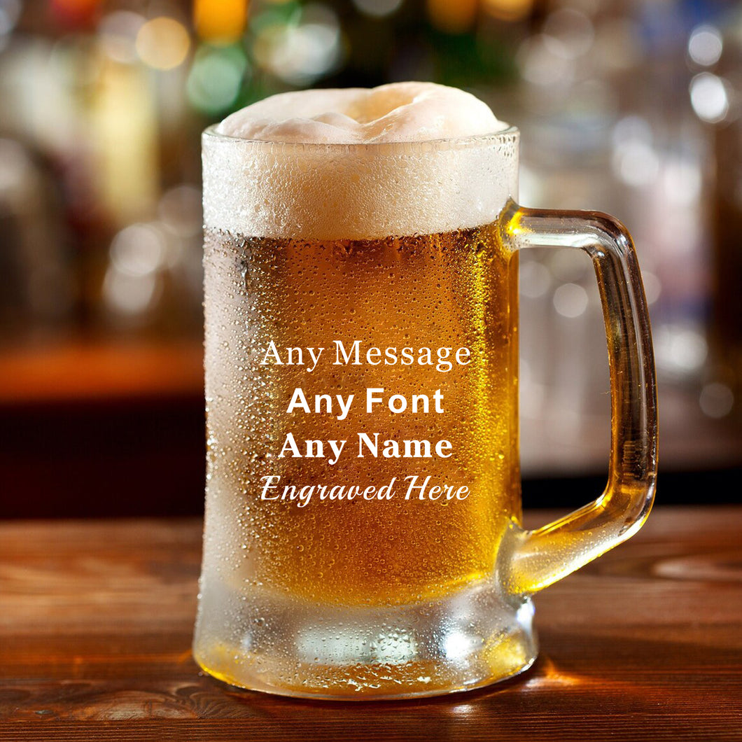 EDSG Personalised  Glass Laser Engraved Beer Mug