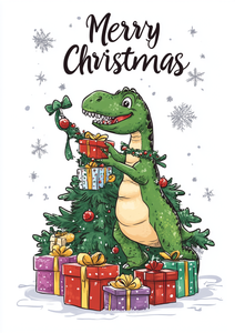 Funny Dinosaur Christmas Card UK Gift