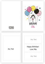 Load image into Gallery viewer, Coloful Ballons Happy Birthday Girls Card
