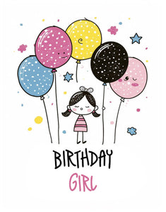 Coloful Ballons Happy Birthday Girls Card