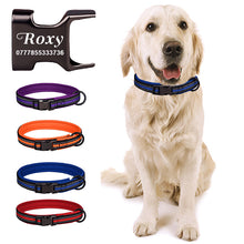 Load image into Gallery viewer, EDSG Dog Collar Personalised Dog Collars Custom Nylon Reflective Collars Adjustable Pet Collars with Name &amp; Phone Number for Pets Cat Puppy Dogs
