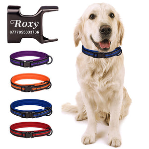 EDSG Dog Collar Personalised Dog Collars Custom Nylon Reflective Collars Adjustable Pet Collars with Name & Phone Number for Pets Cat Puppy Dogs