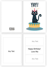 Load image into Gallery viewer, Black Cat Yay Cake Birthday Card
