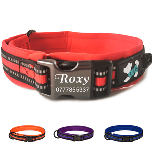 EDSG Dog Collar Personalised Dog Collars Custom Nylon Reflective Collars Adjustable Pet Collars with Name & Phone Number for Pets Cat Puppy Dogs