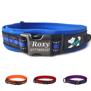 EDSG Dog Collar Personalised Dog Collars Custom Nylon Reflective Collars Adjustable Pet Collars with Name & Phone Number for Pets Cat Puppy Dogs