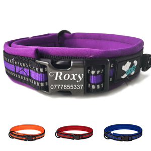 EDSG Dog Collar Personalised Dog Collars Custom Nylon Reflective Collars Adjustable Pet Collars with Name & Phone Number for Pets Cat Puppy Dogs