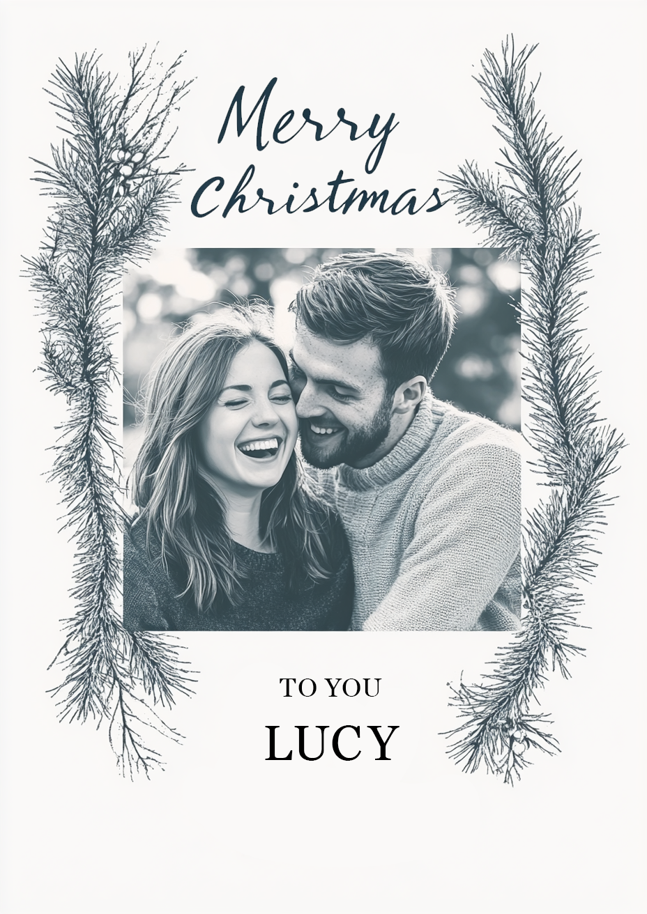 Personalised Merry Christmas Card With Any Photos