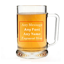 Load image into Gallery viewer, EDSG Personalised  Glass Laser Engraved Beer Mug
