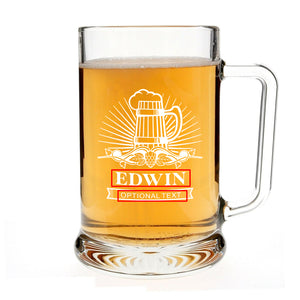 Personalised Beer Laser Engraved Pint Glass Mug